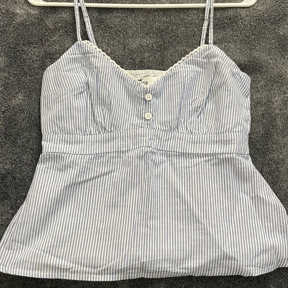Hollister Co. Women's Blue and White Blouse